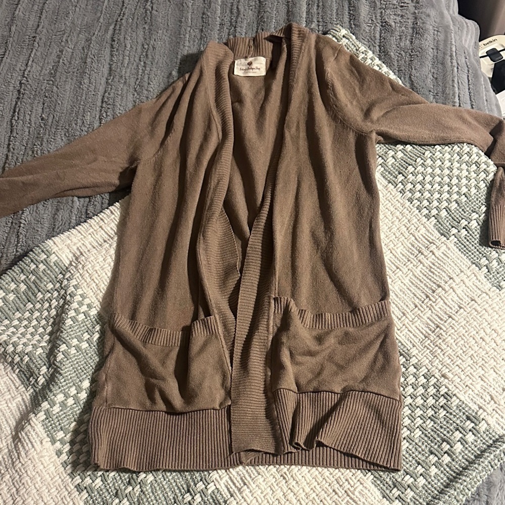 Women's Tan Open Front Cardigan